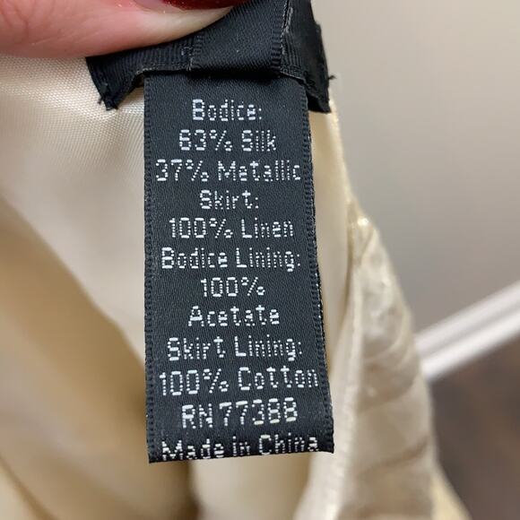 J Crew Collection One Shoulder Silk/Linen/Metallic Gold Mini Dress - Picture 4 of 8